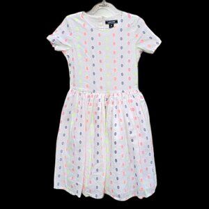 LANDS' END Girls White Polka Dot Dress sz 8